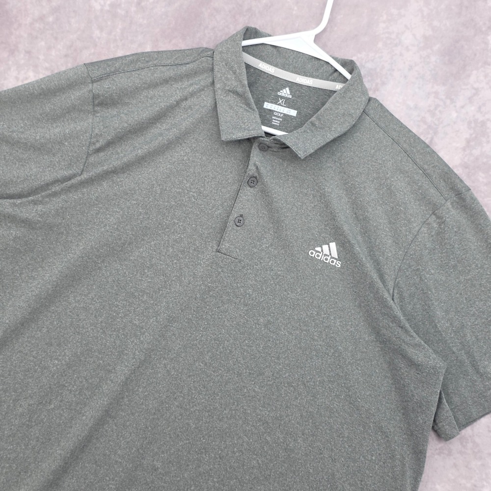 Adidas Golf Polo Shirt Mens XL Gray Short Sleeve Performance Stretch Athletic
